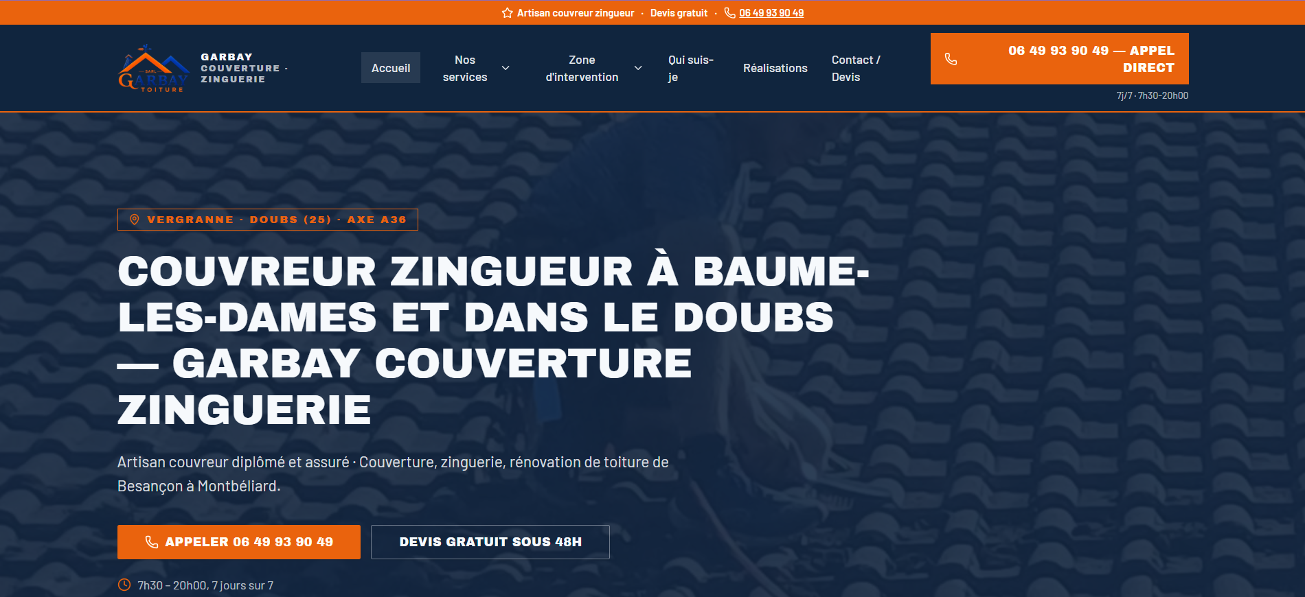 Aperçu du site Garbay Couverture Zinguerie réalisé par Outil Digital